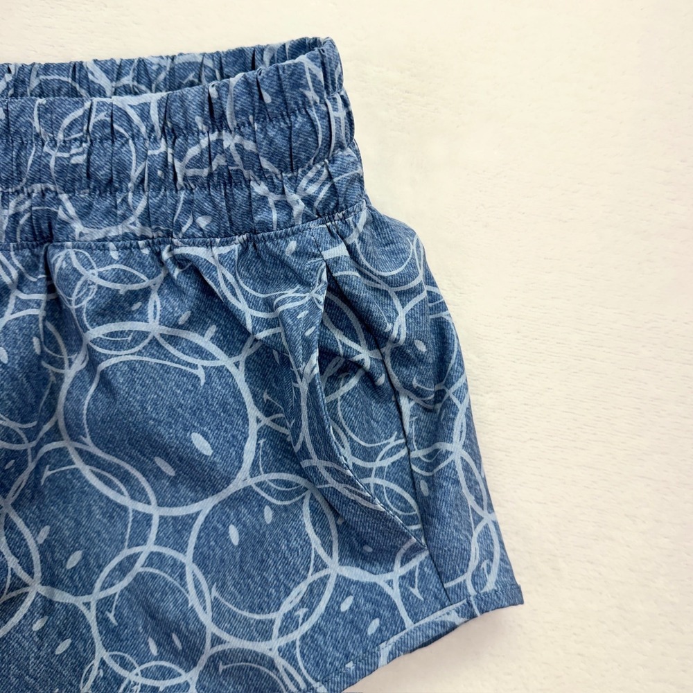 OFFLINE by Aerie Smiley Face Denim Shorts Womens Small Blue Low Rise Active - Picture 2 of 9